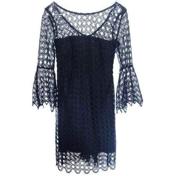 West 22 x Yoana Baraschi gothic crochet lace bell sleeve mini dress XS S - Picture 1 of 5
